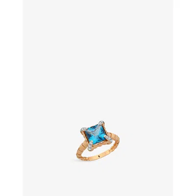 La Maison Couture Womens Selda Princess Blue Topaz And Diamond Ring