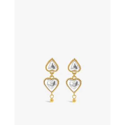 La Maison Couture Womens Silver Ana Verdun Alice 22ct Gold-vermeil Heart Drop Earrings