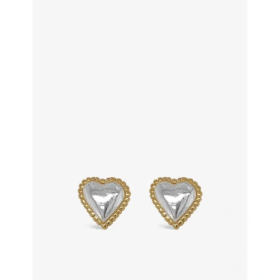 La Maison Couture Womens Silver Zoe Heart 22ct Yellow Gold-vermeil And Sterling Silver Earrings
