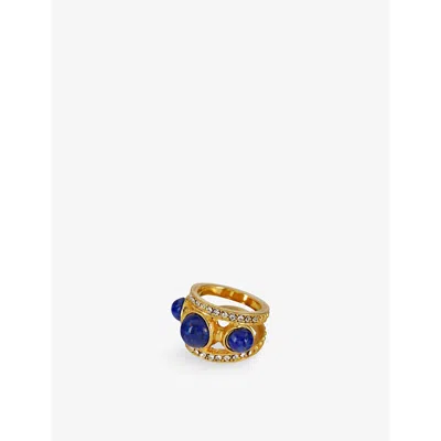 La Maison Couture Womens Blue Sonia Petroff Cascata 24ct Yellow Gold-plated Brass, Cabochon And Swarovski Crystal Pink