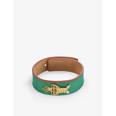 La Maison Couture Womens Green Sonia Petroff Lobster 24ct Yellow Gold-plated Brass ,swarovski Crystal  And Leather Bra