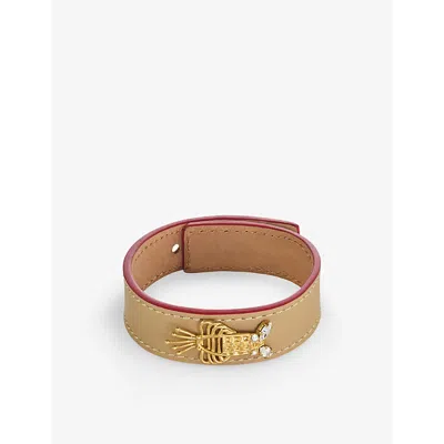 La Maison Couture Womens Beige Sonia Petroff Lobster 24ct Yellow Gold-plated Brass ,swarovski Crystal&nbsp; And Leathe
