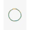 La Maison Couture Womens Assya Panama 18ct Yellow Gold-plated Sterling-silver And Silk Friendship Bracelet Turquois In Turquoise