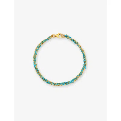 La Maison Couture Womens Assya Panama 18ct Yellow Gold-plated Sterling-silver And Silk Friendship Bracelet Turquois In Turquoise