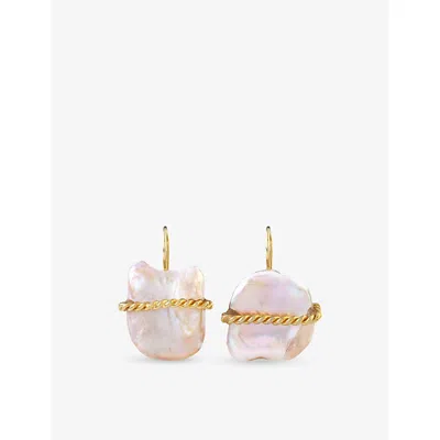 La Maison Couture Womens  Ece London The Diana Baroque Pearl 22ct Yellow Gold Vermeil And Pearl Earri In White