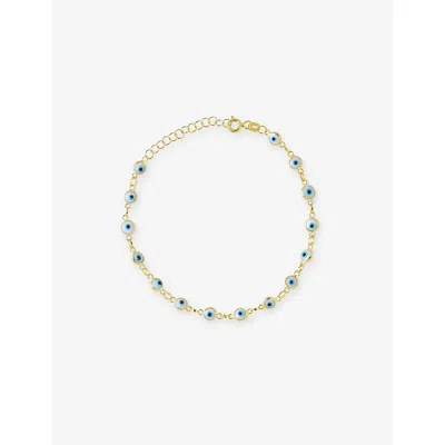 La Maison Couture Womens Ece London The Nazar Ii 22ct Yellow Gold Vermeil Chain Bracelet Whit In White
