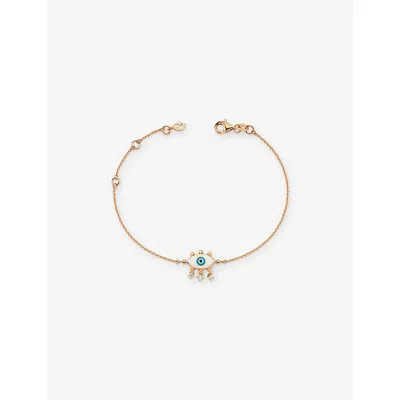 La Maison Couture Womens White Selda Evil Eye 14ct Rose-gold And Diamond Bracelet