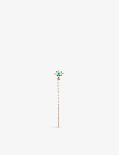 La Maison Couture Womens White Selda Jewellery Small Evil Eye 14ct Rose-gold, 0.02ct Diamond And Enamel Single Earring