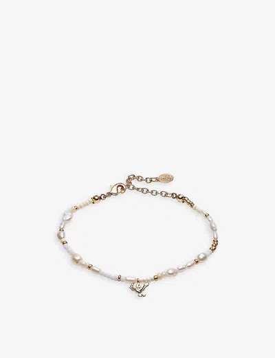 La Maison Couture Womens With Love Darling 14ct Yellow Gold-plated Remelted Brass, Pearl And Glass Bracelet