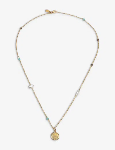 La Maison Couture Womens With Love Darling Innovation Gaia 14ct Gold-plated Sterling-silver, Gemstone, And Peal Neckla