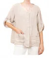 La Maison Des Fibres Naturelles Linen V-neck Blouse In Beige In Neutral