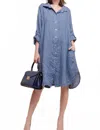 La Maison Des Fibres Naturelles Mid-length Buttoned Shirt Dress In Azure