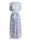 La Maison Talulah Floral Pleated Dress In Blue