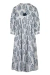 La Mandarine Women's Blue / White Floaty Summer Maxi Dress, Summer Dress With Pockets, Cotton Sundress