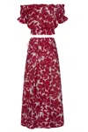 La Mandarine Women's Co-ord Set, Red & Cream Cotton Skirt & Top, Carmen Summer Co-ord Set