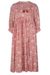 La Mandarine Women's Floaty, Floral Summer Midi Dress, Summer Dress With Pockets, Reese Sundress In Pink