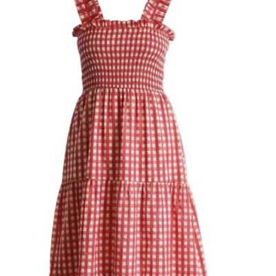 La Mandarine Women's Pink Gingham Midi Dress With Pockets. Cotton Summer Midi Dress Rosa