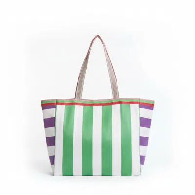 La Mandarine Women's Yellow / Green / Purple Tote Bag In Colourful Recycled Plastic, Beach Bag, Shopper In Multi