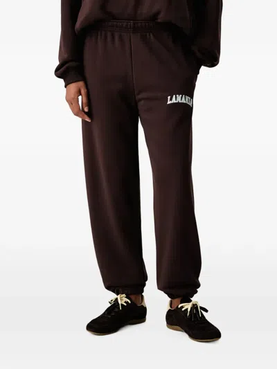 La Mania Angeles Logo-print Elasticated Track Pants In Brown