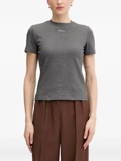 La Mania Ann Logo-print Short-sleeve T-shirt In Gray