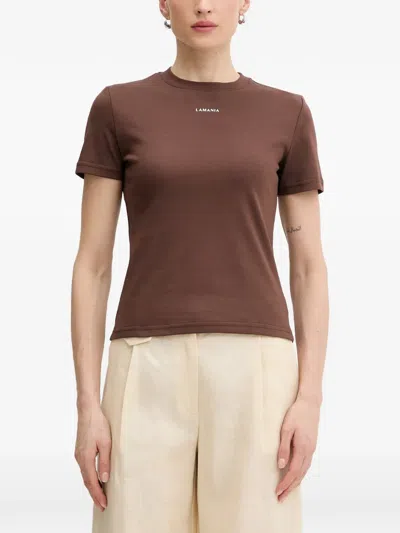 La Mania Ann Logo-print T-shirt In Brown