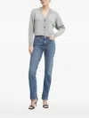 La Mania Button-front Ribbed Cardigan In Gray
