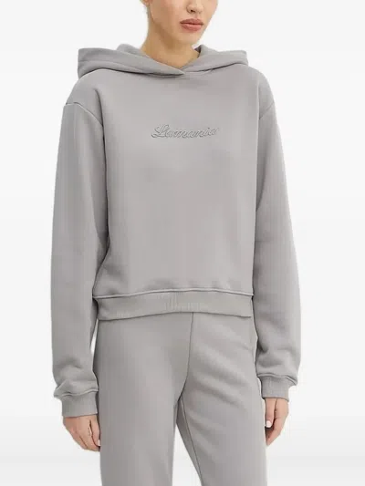 La Mania Embroidered-logo Hoodie In Gray