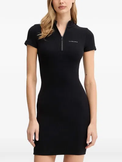 La Mania Half-zip Mini Dress In Black