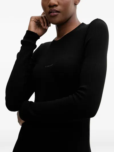 La Mania Lee Long-sleeved Maxi Dress In Black