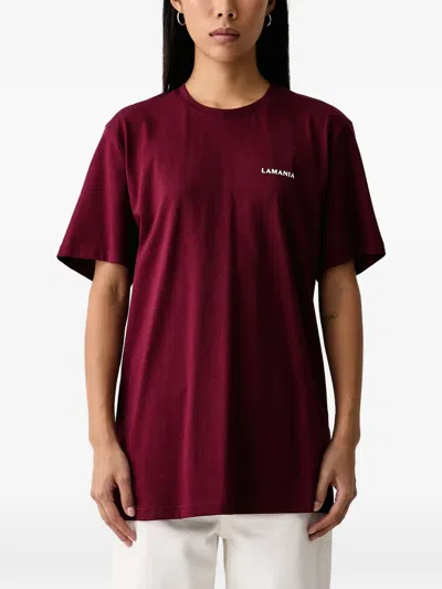 La Mania Logo-print Crew-neck T-shirt In Brown