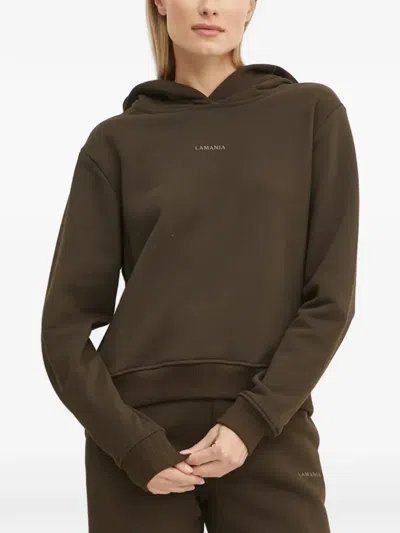 La Mania Logo-print Hoodie In Brown