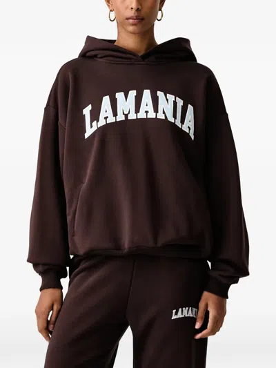 La Mania Los Logo-embroidered Jersey Hoodie In Brown