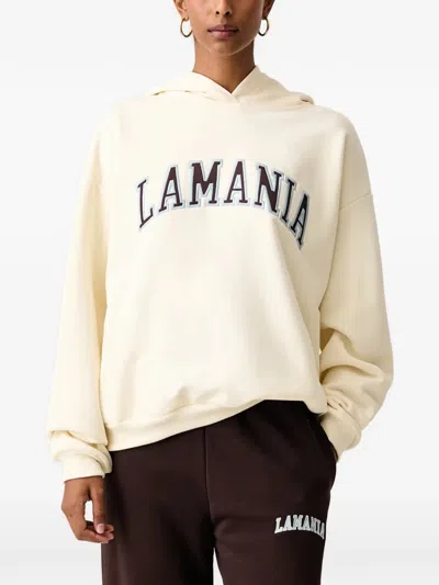 La Mania Los Logo-embroidered Oversized Hoodie In Neutral