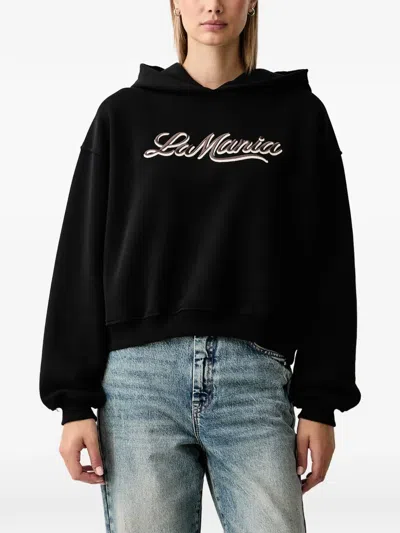 La Mania Luma Logo-embroidered Hoodie In Black