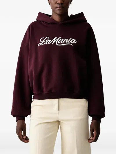 La Mania Luma Logo-embroidered Hoodie In Burgundy