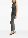 La Mania Marianne Ribbed High-neck Midi Dress In Gray