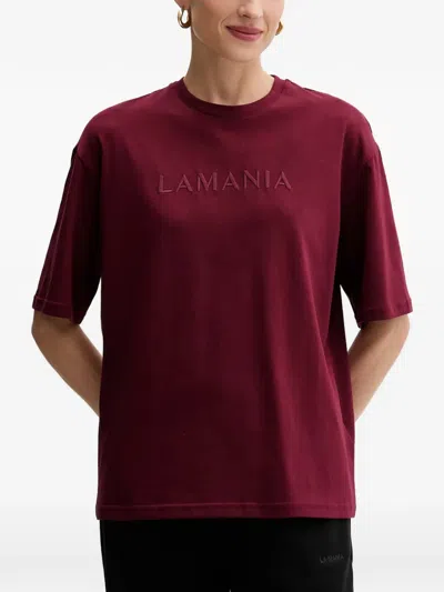La Mania Melanie Embroidered-logo T-shirt In Burgundy