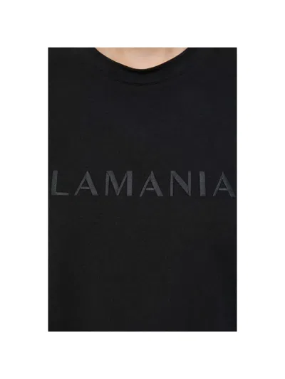 La Mania Melanie Logo-embroidered Cotton T-shirt In Black