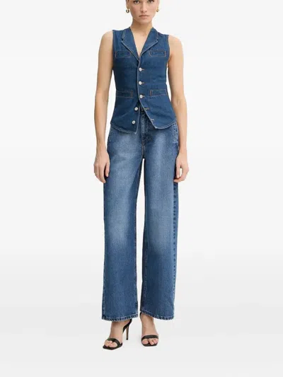 La Mania Mykki High-waisted Wide-leg Jeans In Blue