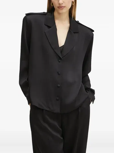 La Mania Padded-shoulder Long-sleeve Jacket In Black