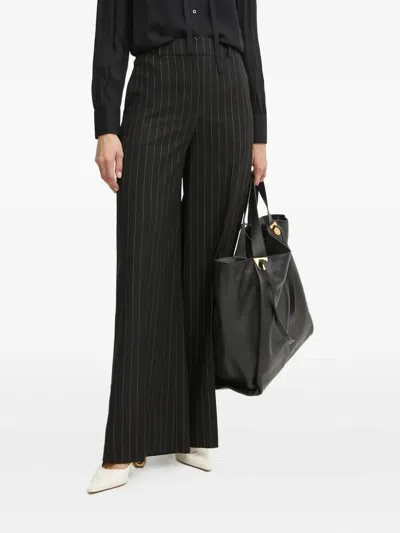 La Mania Pinstripe Trousers In Black