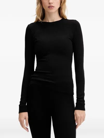La Mania Ribbed Long-sleeve T-shirt In Black