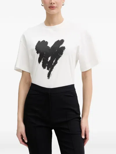 La Mania Sander Heart-print Short-sleeve T-shirt In White
