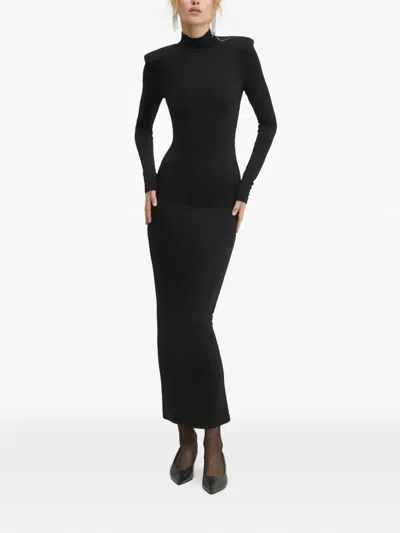 La Mania Turtleneck Open-back Maxi Dress In Black