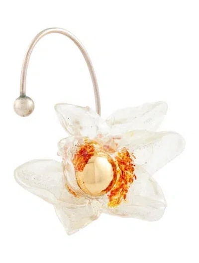Pre-owned La Manso Resin Tempus Orus Single Ear Cuff Earring In Clear/orange/yellow