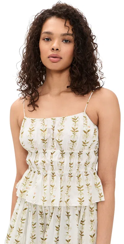 La Maregold Beatrice Top Lily Of The Valley Print Green In White