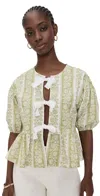 Shop La Maregold Brigitte Blouse Fern Floral Stripe