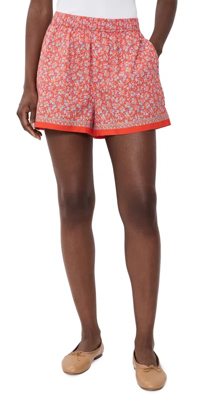 La Maregold Charlie Shorts Red Linen Bloom