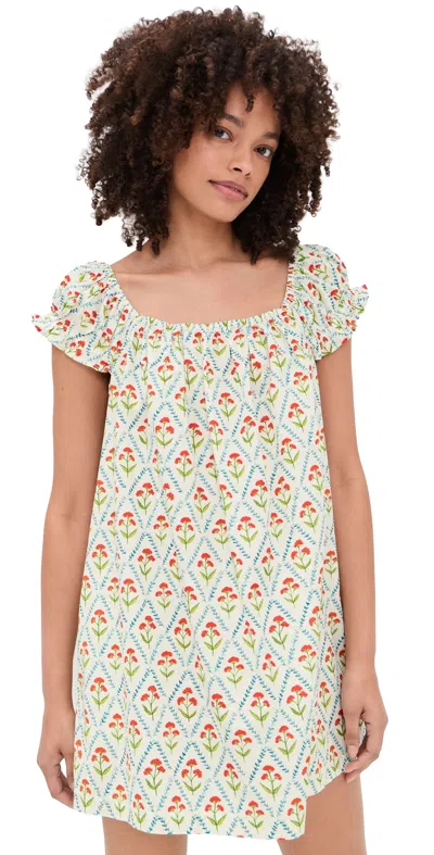 La Maregold Ophelia Dress Lattice Floral White In Green