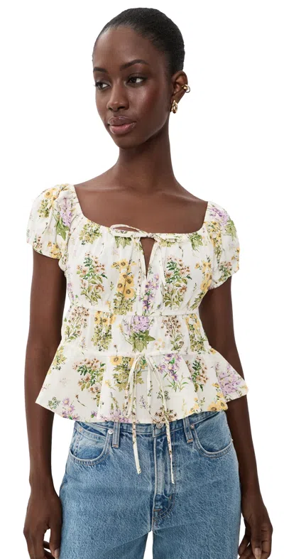 La Maregold The Iris Top Small Botanical Ivory Lavender